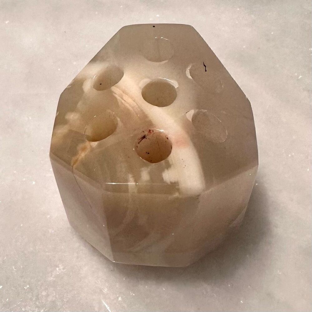 Vintage Agate Marble Hexagon Pen/Pencil Holder Size 3x3"